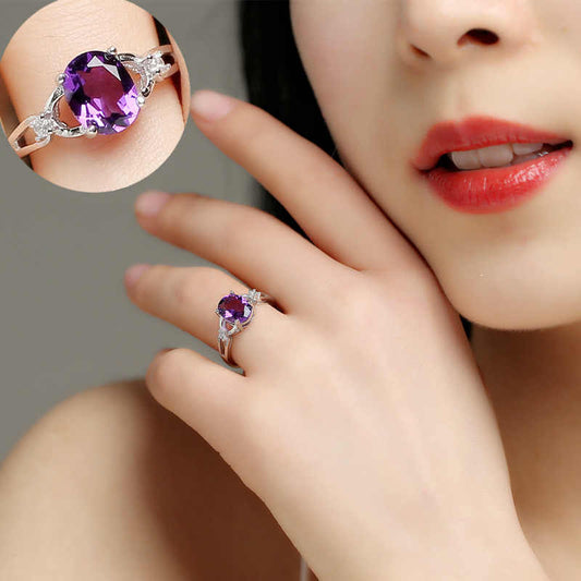 Natural Amethyst 925 Silver Ring