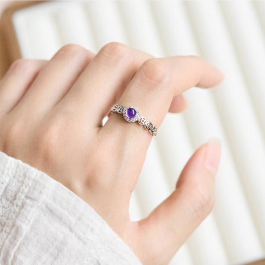 Natural Amethyst 925 Silver Ring