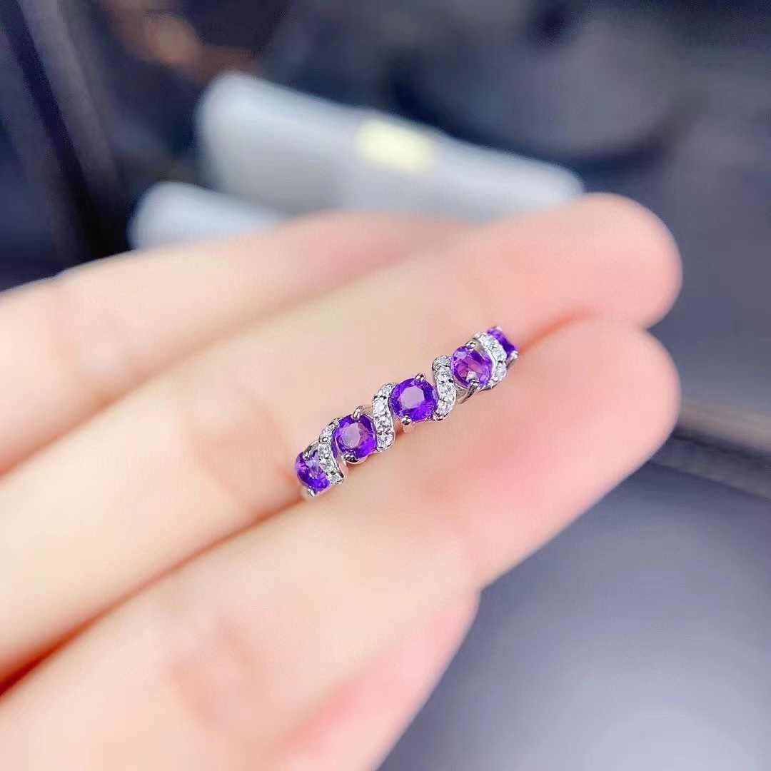 Natural Amethyst 925 Silver Ring