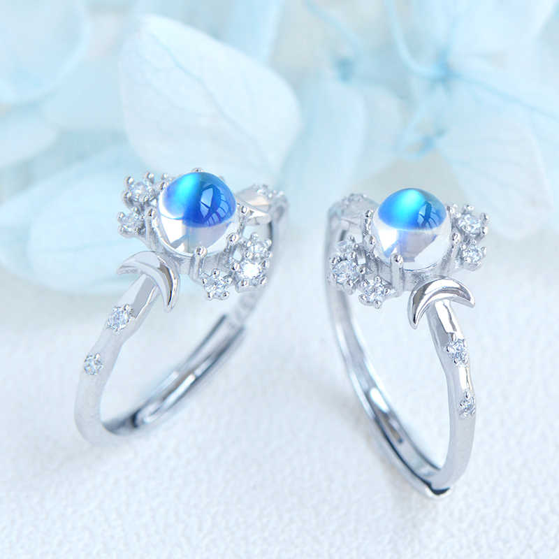 Natural moonstone 925 silver ring