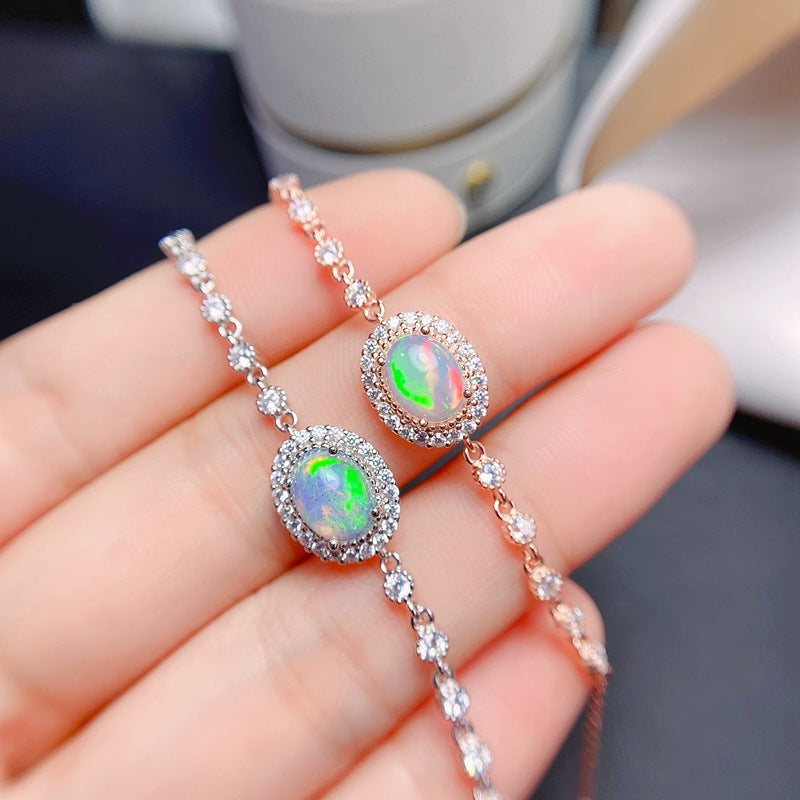 Natural Opal Bracelet Set in S925 Sterling Silver