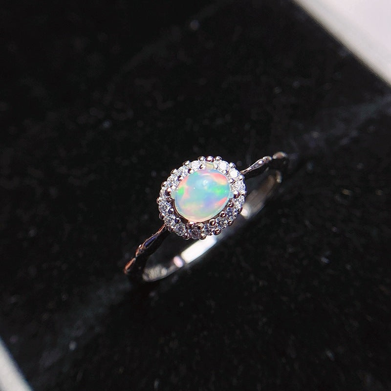 Natural Opal Ring 925 Silver 4*5mm
