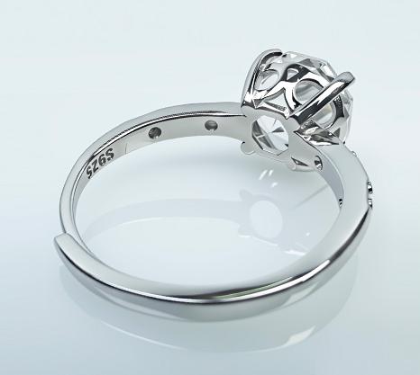 Natural white crystal 925 silver ring
