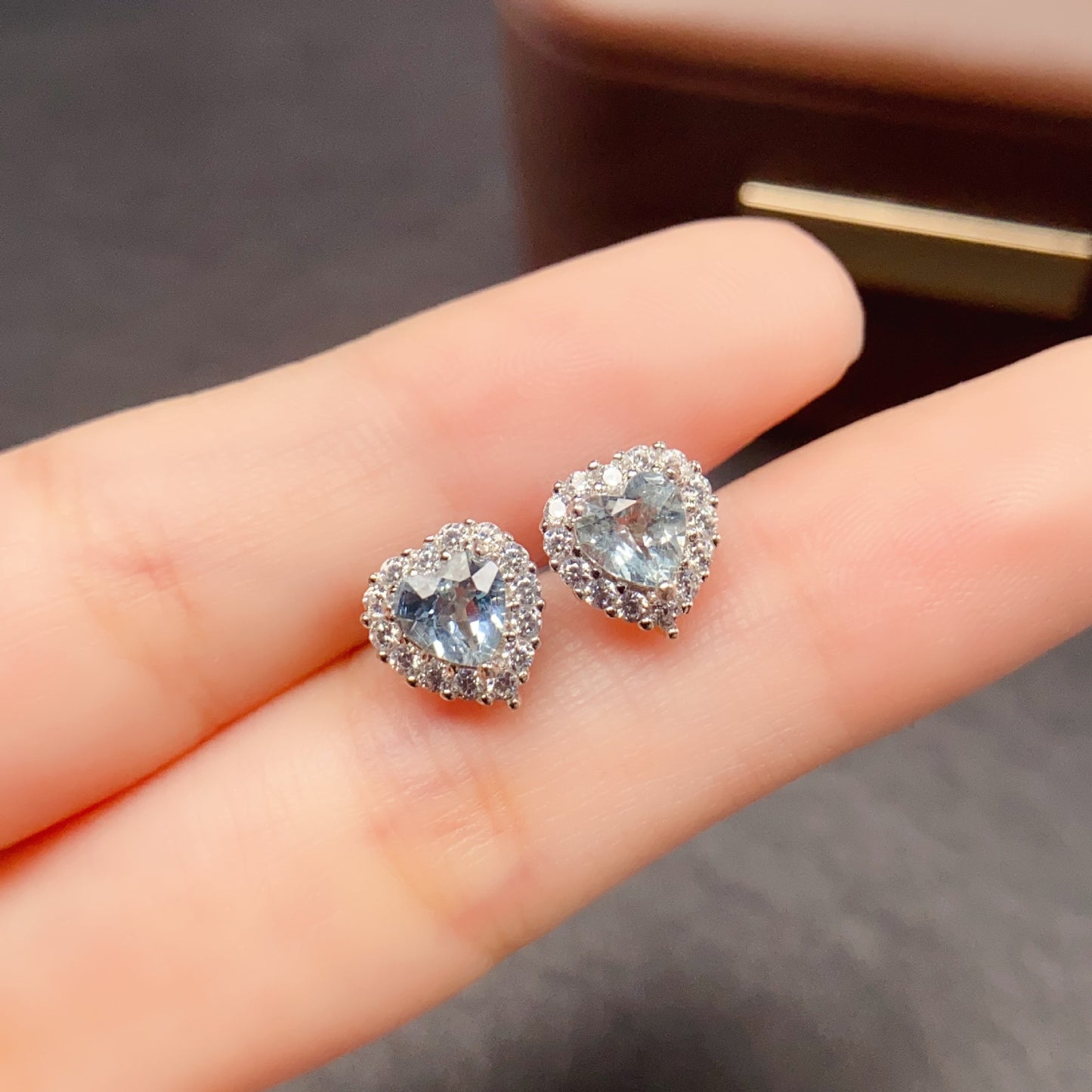 Natural Aquamarine Earrings, 925 Silver Plated with Platinum, Main Stone 5*5mm