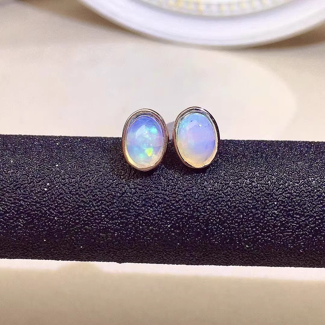 Natural Opal Earrings Set in S925 Silver, Main Stone 5*7mm