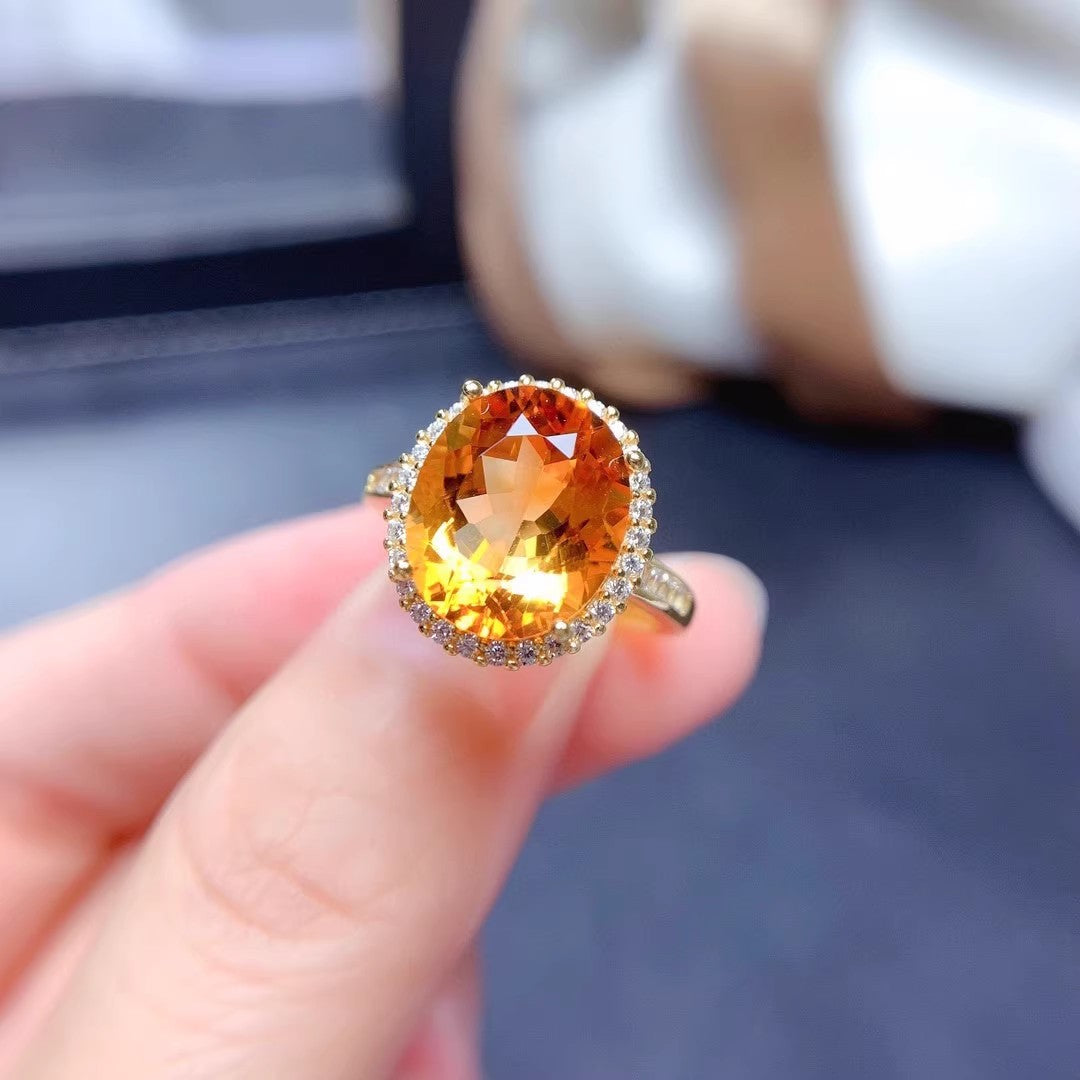 Natural Citrine 925 Silver Ring