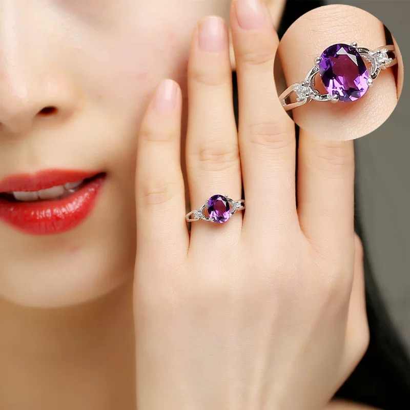Natural Amethyst 925 Silver Ring