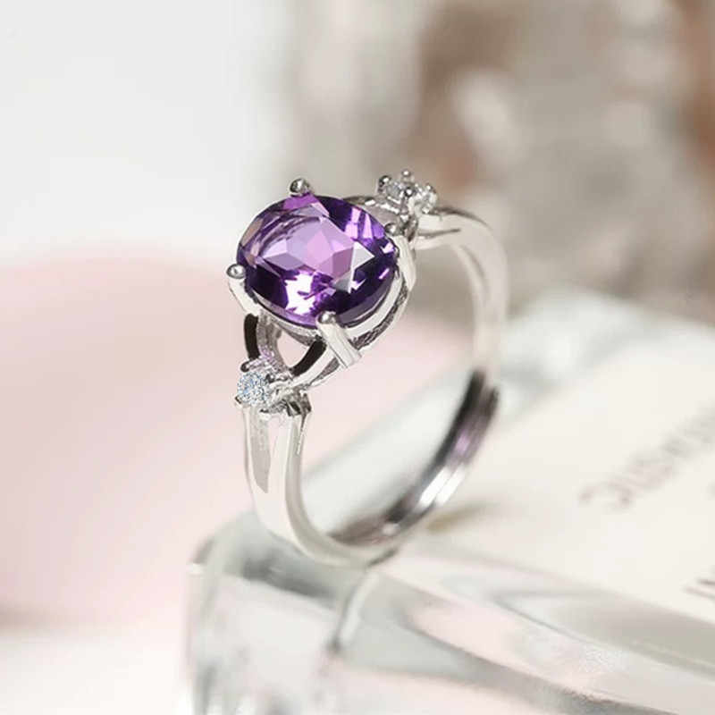 Natural Amethyst 925 Silver Ring