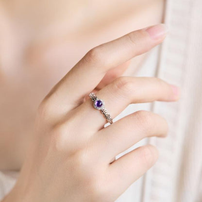 Natural Amethyst 925 Silver Ring