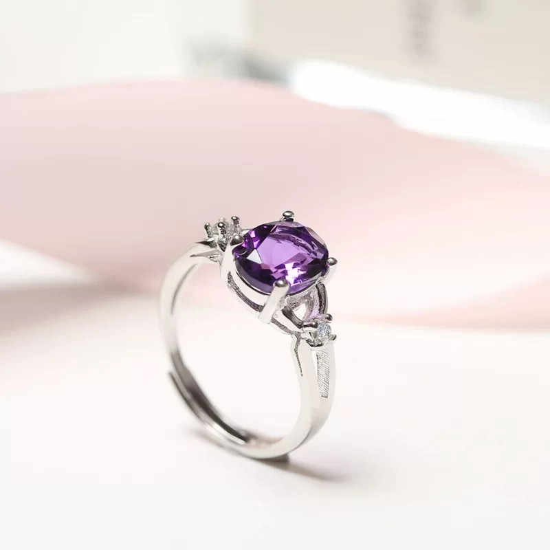 Natural Amethyst 925 Silver Ring