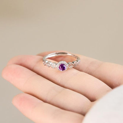 Natural Amethyst 925 Silver Ring