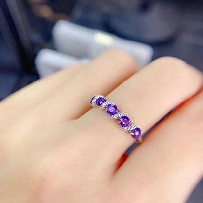 Natural Amethyst 925 Silver Ring