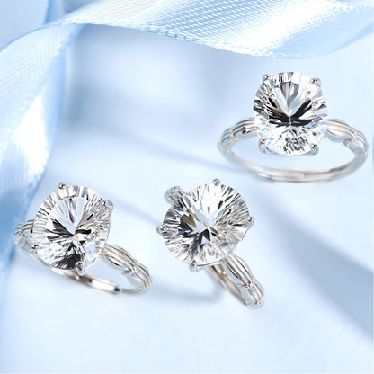 Natural white crystal 925 silver ring