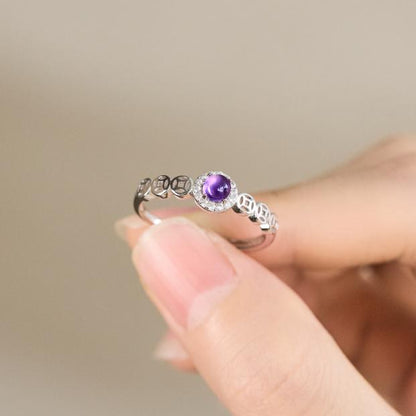 Natural Amethyst 925 Silver Ring