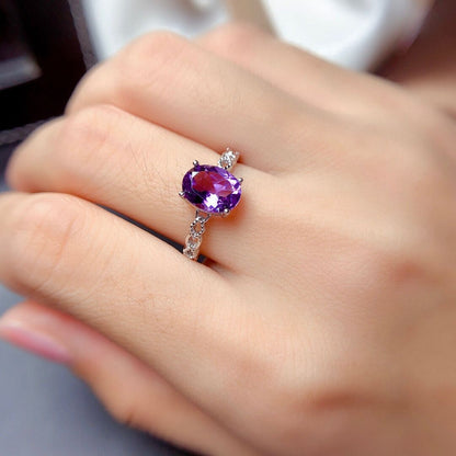Natural Amethyst 925 Silver Ring