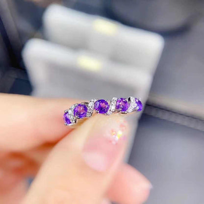 Natural Amethyst 925 Silver Ring