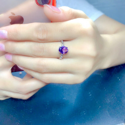 Natural Amethyst 925 Silver Ring