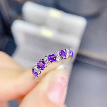 Natural Amethyst 925 Silver Ring