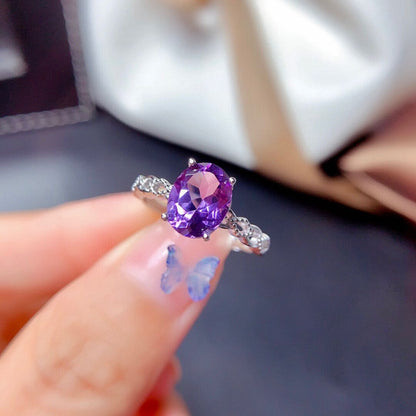 Natural Amethyst 925 Silver Ring