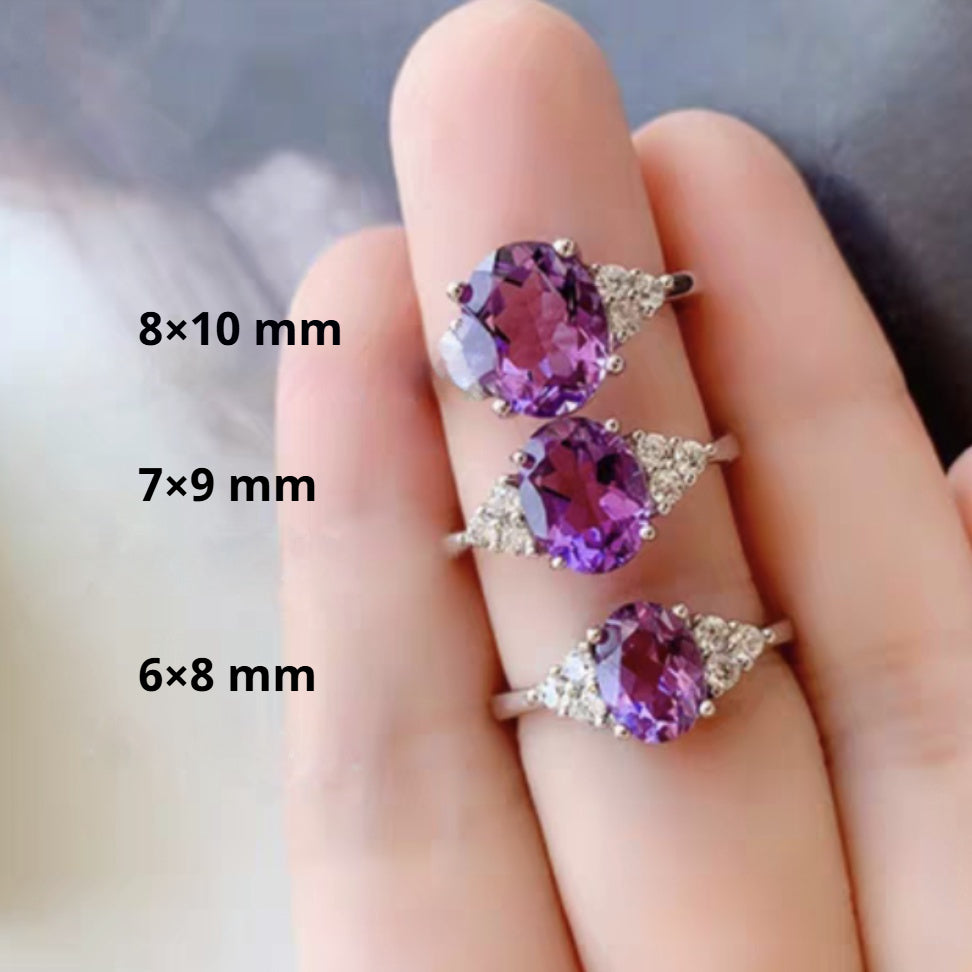Natural Amethyst 925 Silver Ring