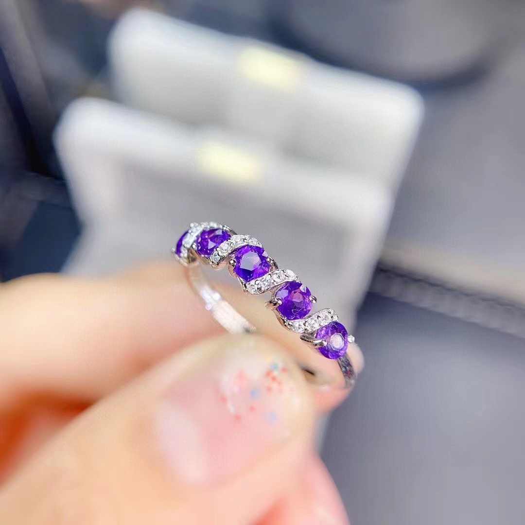 Natural Amethyst 925 Silver Ring