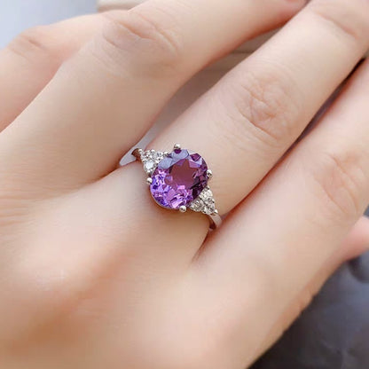 Natural Amethyst 925 Silver Ring