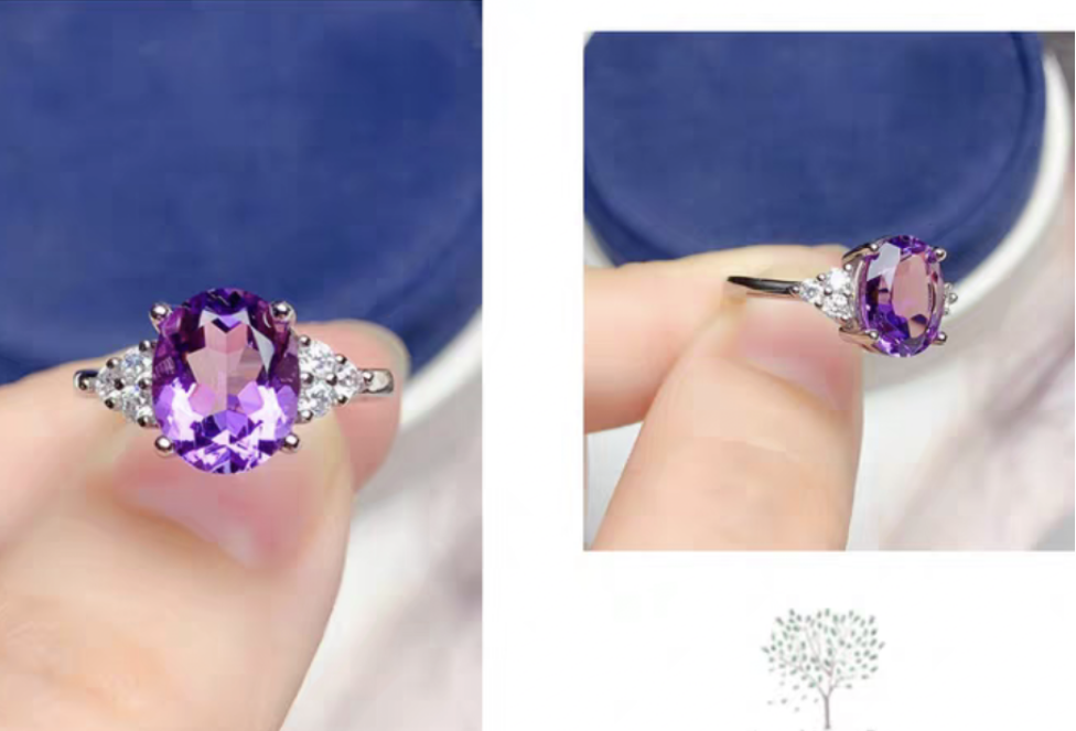 Natural Amethyst 925 Silver Ring