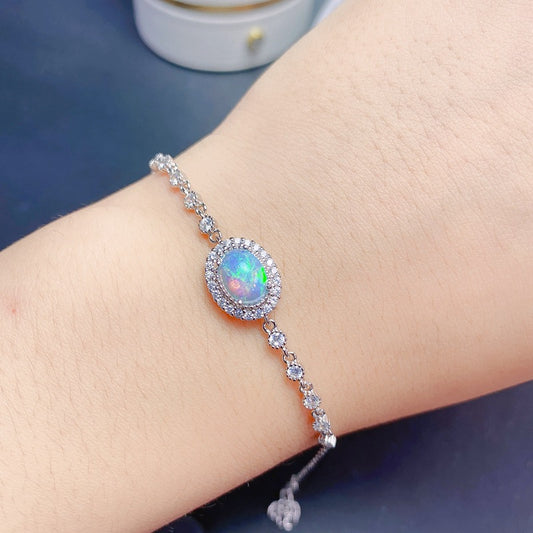 Natural Opal Bracelet Set in S925 Sterling Silver
