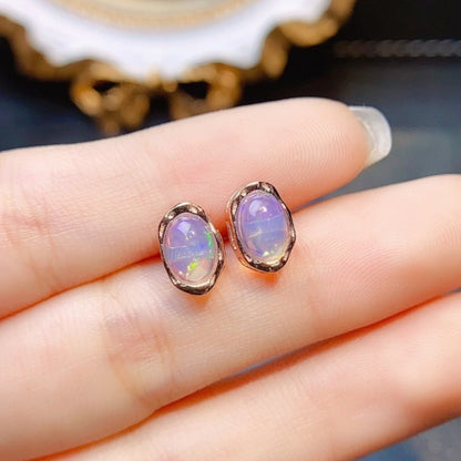 Natural Opal Earrings Set in S925 Silver, Main Stone 6*8mm
