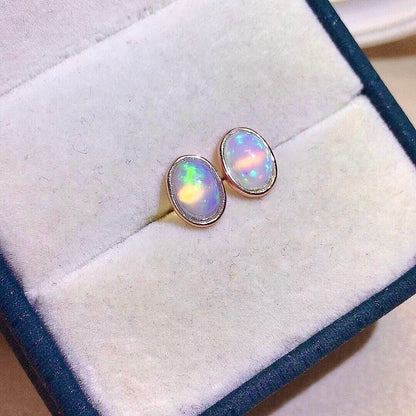 Natural Opal Earrings Set in S925 Silver, Main Stone 5*7mm