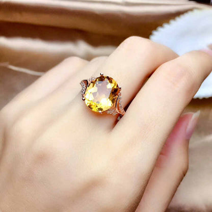 Natural Citrine 925 Silver Ring