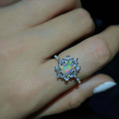 Bague en opale naturelle en argent 925