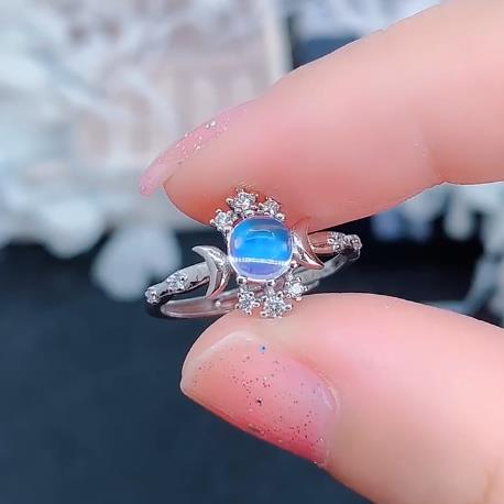 Natural moonstone 925 silver ring
