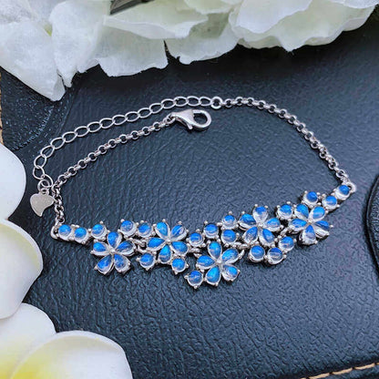 Natural Moonstone Bracelet, S925 Silver Plated with Platinum