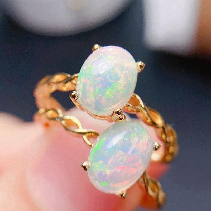 Natural Opal Ring, 925 Silver Setting 6*8mm