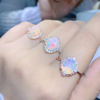 Natural Opal Ring 925 Silver 8*10mm