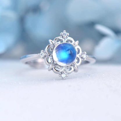 Natural moonstone 925 silver ring