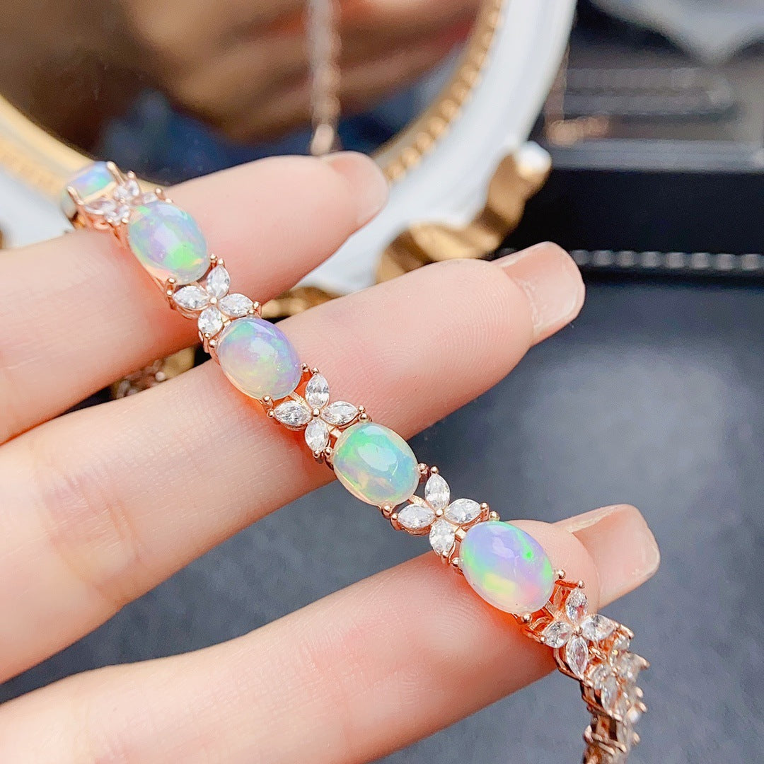 Natural Opal Bracelet Set in S925 Sterling Silver 6*8mm
