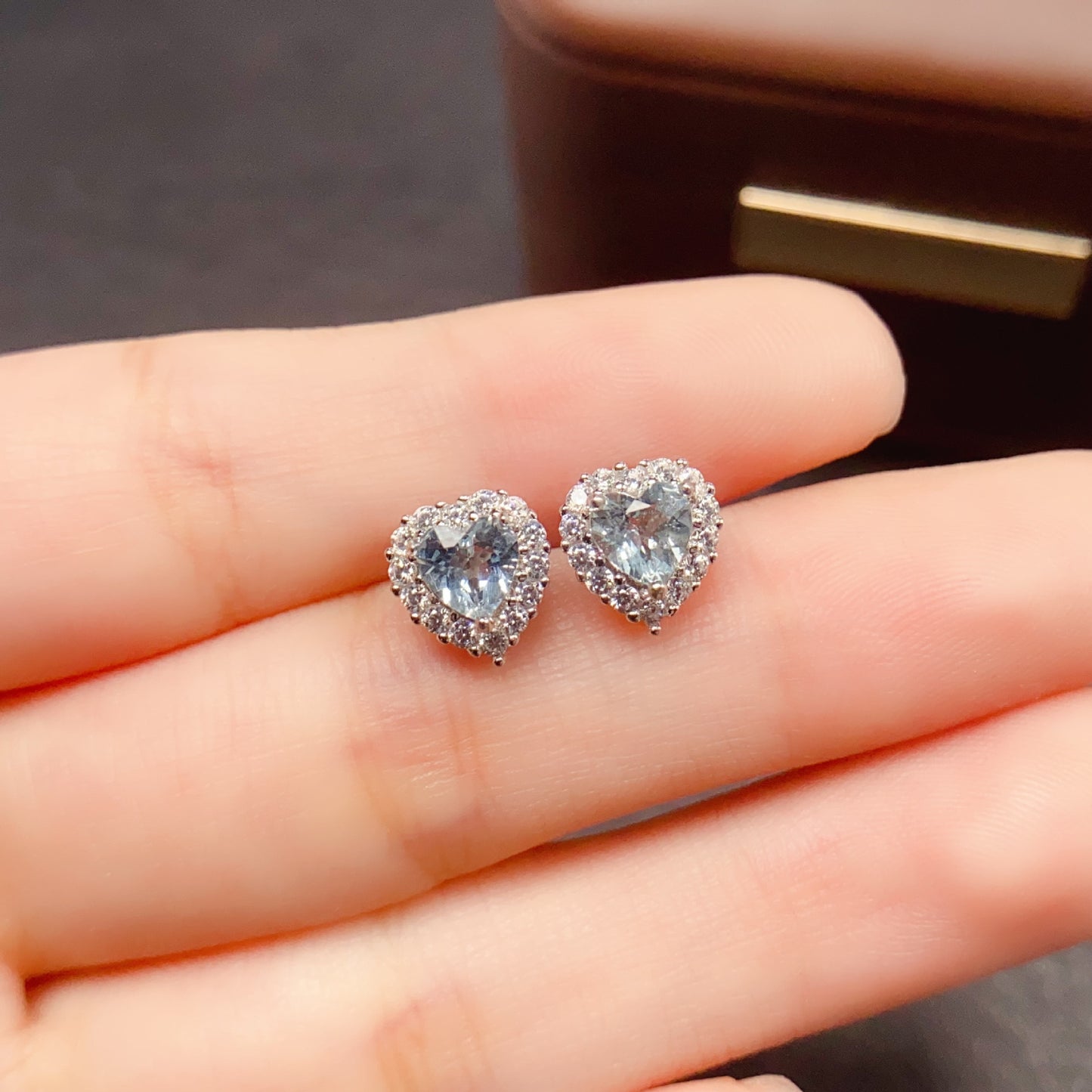 Natural Aquamarine Earrings, 925 Silver Plated with Platinum, Main Stone 5*5mm