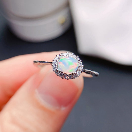 Natural Opal Ring 925 Silver 4*5mm