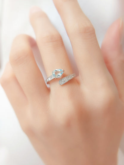Natural aquamarine 925 silver ring