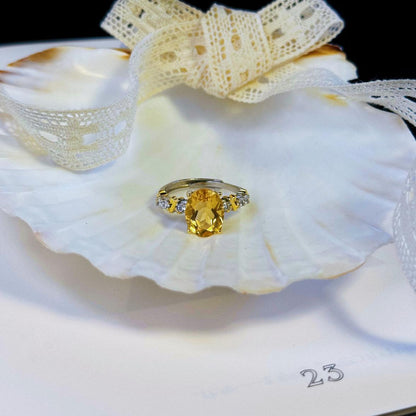 Natural Citrine 925 Silver Ring