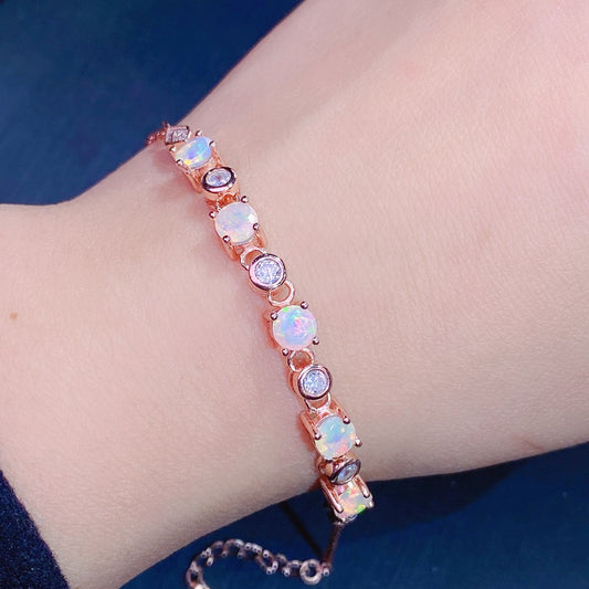 Natural Opal Bracelet Set in S925 Sterling Silver 5*5mm