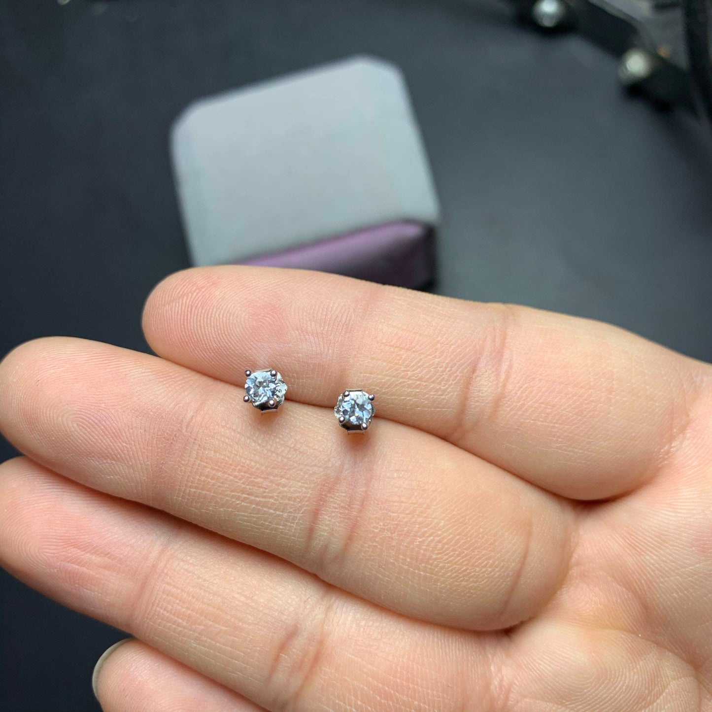 Natural Aquamarine Stud Earrings, 925 Silver Plated with Platinum