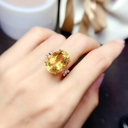Natural Citrine 925 Silver Ring