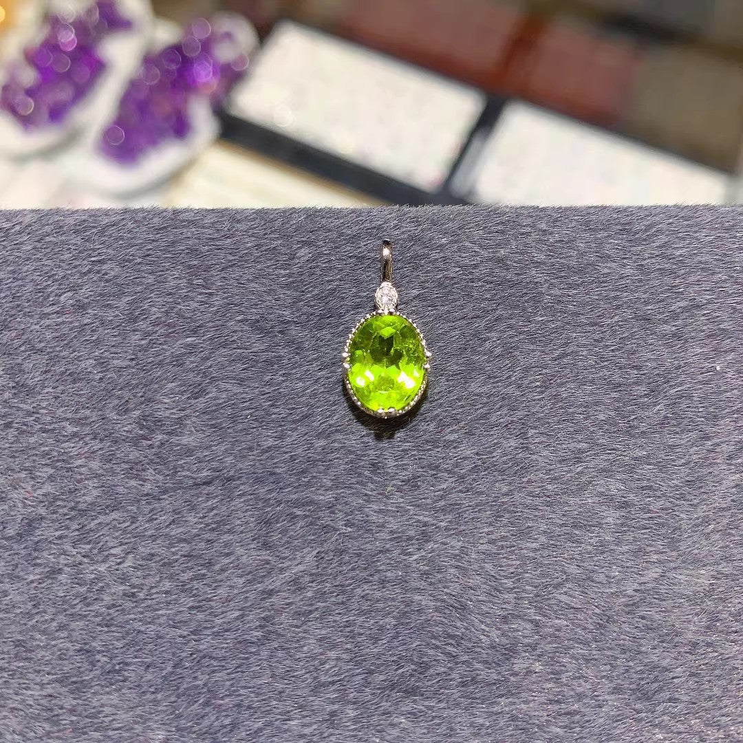 Natural Peridot Earrings Set in S925 Silver, Main Stone 7*9mm