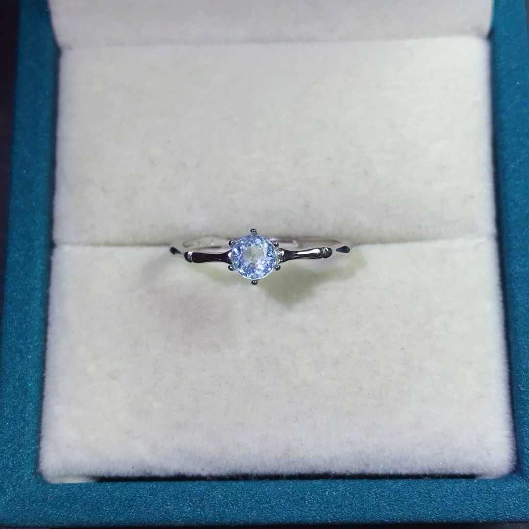 Natural aquamarine 925 silver ring