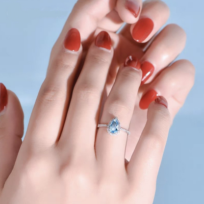 Natural aquamarine 925 silver ring