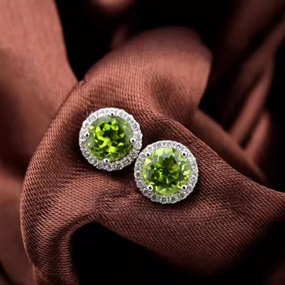 Natural Peridot Earrings Set in S925 Silver, Main Stone 5*5mm