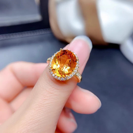 Natural Citrine 925 Silver Ring